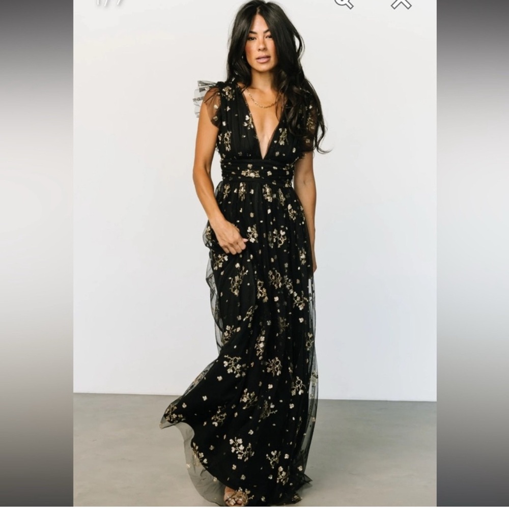 Baltic Born Black Floral Maxi Dress
